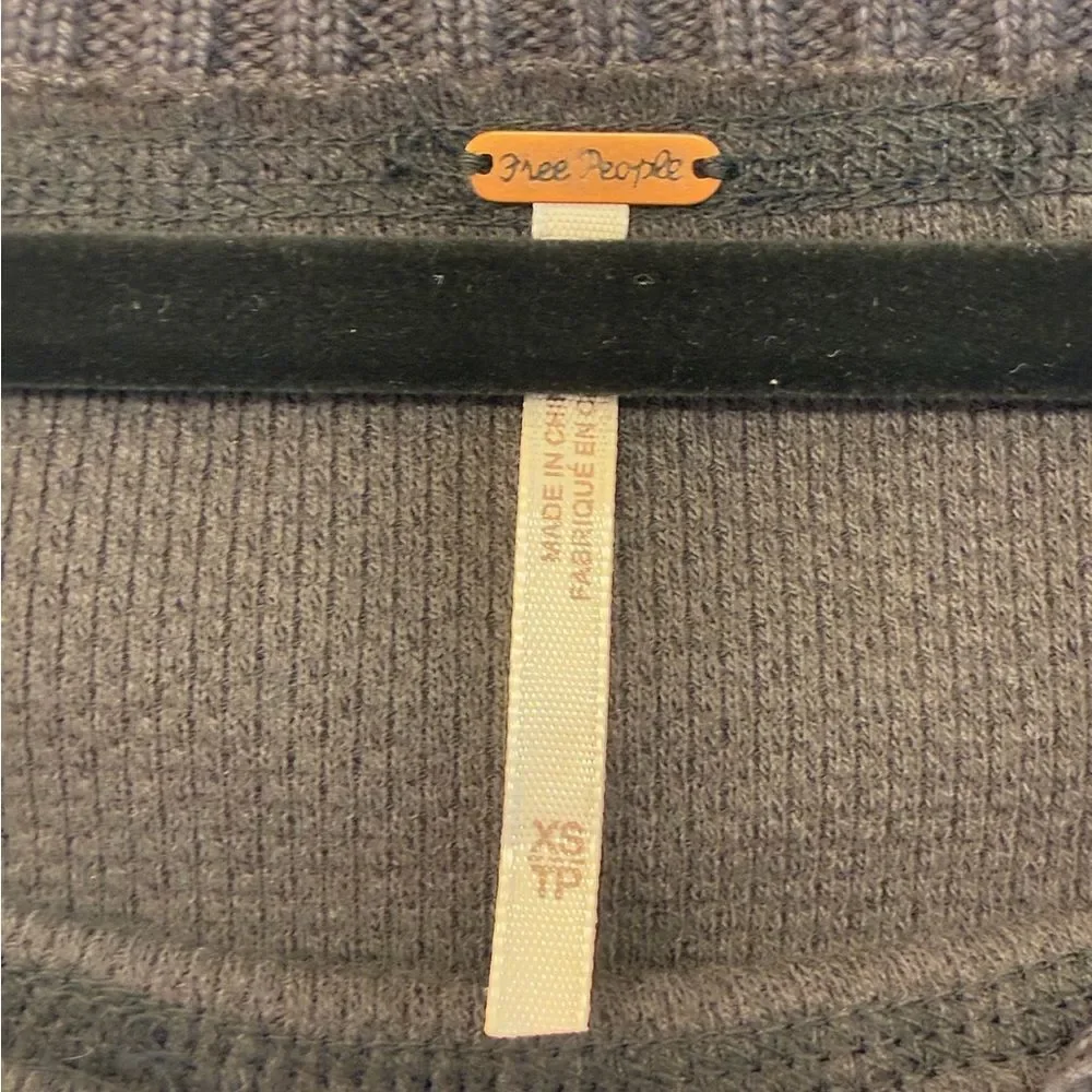 FREE PEOPLE Fairground Thermal Top Washed Black Gray Women’s Size XS